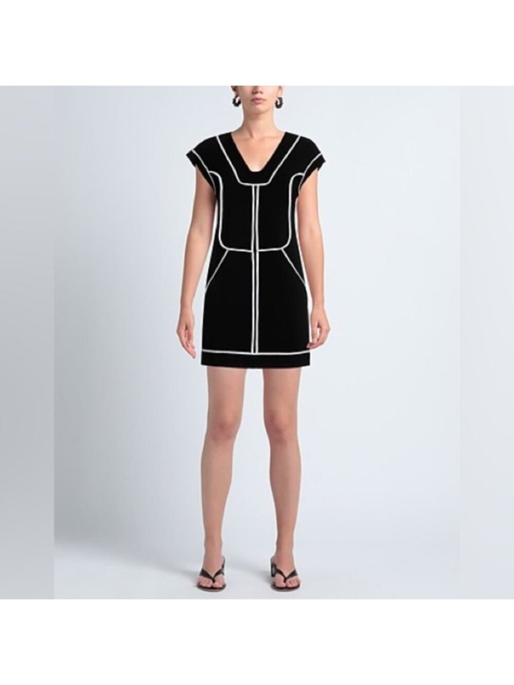 ELISA CAVALETTI by DANIELA DALLAVALLE black with white details mini dress small
